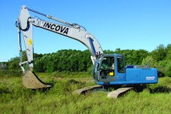 HUSCO's excavator has a prototyping system on it with independent poppet controls. HUSCO is simultaneously developing the INCOVA advanced control system using its independent control valves and pressure sensors, but is also using the INCOVA machine as its development platform for spool valve-type systems. 'We're using the independent poppets and electronic controls to prototype virtually what a spool valve system would run to improve development cycle times versis if we had made a spool valve and had to cut spools every time we watned to try a different idea,' says Joe Pfaff, Vice President Advaned Engineering at HUSCO Intl.