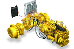 The D7E's power train uses a diesel engine to generate electricity, powering drive motors.