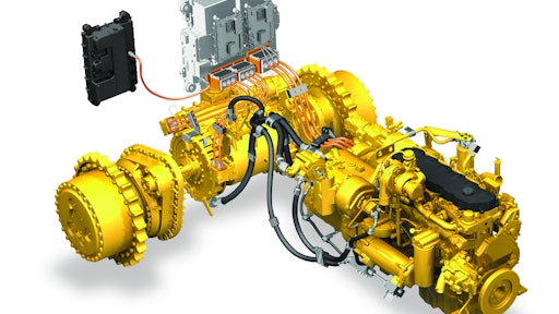 The D7E's power train uses a diesel engine to generate electricity, powering drive motors.