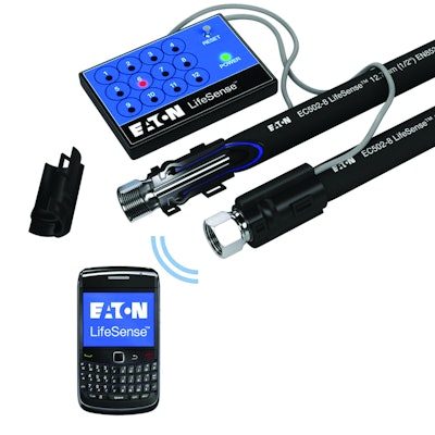 With Eaton’s LifeSense hose monitoring technology, fleet operators and individual users can continuously assess the health of hydraulic hose assemblies in real time, detecting internal fatigue, as well as external damage and providing advance notification if the hose is approaching the end of its useful life.