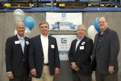 At the anniversary event (from left to right): John Wade, president at Rochester Area Chamber of Commerce; Lance Fleming, CEO at Crenlo; Dennis Hanson, president of the Rochester City Council; Gary Smith, president of Rochester Area Economic Development Inc.