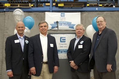At the anniversary event (from left to right): John Wade, president at Rochester Area Chamber of Commerce; Lance Fleming, CEO at Crenlo; Dennis Hanson, president of the Rochester City Council; Gary Smith, president of Rochester Area Economic Development Inc.