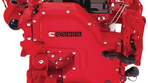 On display at INTERMAT 2012, the QSX15 engine from Cummins will be ready to meet Tier 4 Final/EU Stage IV emissions regulations which take effect in 2014.