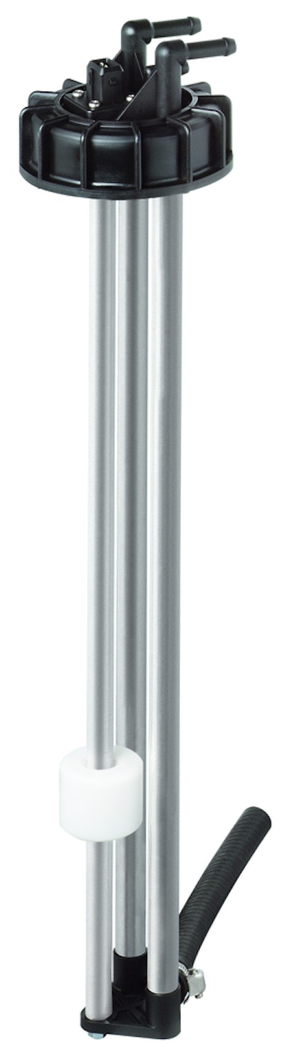 elobau's 351TEG Series float switch with fuel feed and return provides additional extraction and fill pipes for the measuring units.