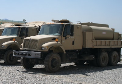Navistar's International 7000 Series Afghanistan fuel tanker, an off-the-shelf military commercial vehicle, is powered by a MaxxForce D7.6 engine. Primarily used to transport drinking water to barracks, camps and forward operating bases (FOBs), the 7000-MV tanker features a stainless steel interior and pump.