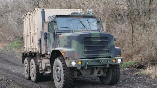Oshkosh Defense's TerraMax UGV Medium Tactical Vehicle Replacement (MTVR) with cargo.