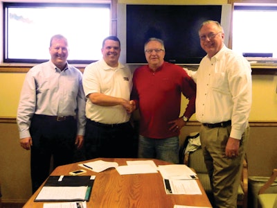 At the agreement signing ceremony recently in Hico, W.Va., were, left to right: RSL Vice President of Business Development Rick Barnes; RSL Business Development Manager Dennis Jarvis; CAI/Gauley-Robertson President Chuck Lilly; and RSL Director of Marketing Peter Gladis.