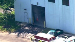 Firefighters at the Arens Controls Arlington Heights location responding to the explosion that killed one person.