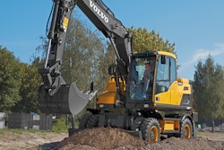 The new Volvo EW140D wheeled excavator.