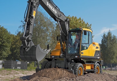 The new Volvo EW140D wheeled excavator.