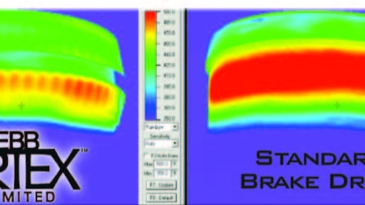 A thermal image showing the low heat capabilities of the Vortex Unlimited brake drum.