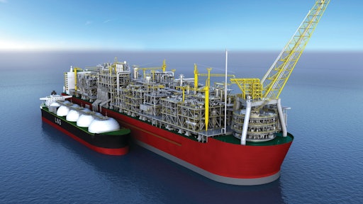Shell is building the world's first floating liquefied natural gas facility (FLNG), which will extract and refine LNG as it moves across the ocean to deliver the final product to customers. Read more about it at www.oemoffhighway.com/10779958