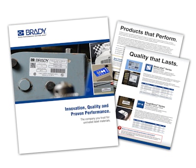 The cover of the Brady Corp. label materials brochure.