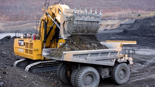 Cat 6030 Fs Hydraulic Shovel Loads Cat Truck In Coal Mine C725712