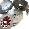 These metal matrix composite (MMC) brake rotors from REL are made from a combination of aluminum and ceramic. The light weight aluminum offers heat dissipation capabilities while the ceramic provides wear resistance.
