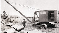 Starting in the early 1920s, Bay City Dredge Works offered a unique mast to which a backhoe or skimmer boom could be mounted if frequent attachment changes were being made. It was better to mount the attachment directly to the machine; but the mast, which was discontinued in the 1930s, made the process easier.