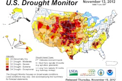 The U.S. Drought Monitor is produced in partnership between the National Drought Mitigation Center at the University of Nebraska-Lincoln, the United States Department of Agriculture, and the National Oceanic and Atmospheric Administration.
