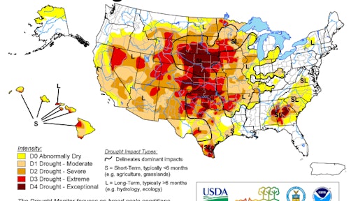 The U.S. Drought Monitor is produced in partnership between the National Drought Mitigation Center at the University of Nebraska-Lincoln, the United States Department of Agriculture, and the National Oceanic and Atmospheric Administration.
