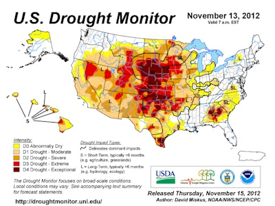 The U.S. Drought Monitor is produced in partnership between the National Drought Mitigation Center at the University of Nebraska-Lincoln, the United States Department of Agriculture, and the National Oceanic and Atmospheric Administration.