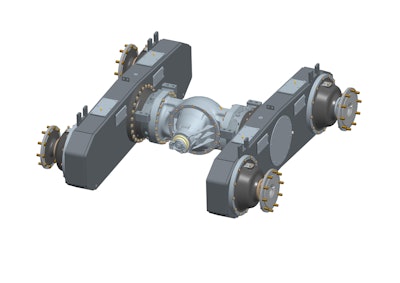 GA rear axle system with complete tandem box.