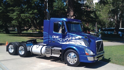DME-fueled trucks, now under development by Volvo, will offer an ultra-low emission alternative to diesel as DME produces no soot or PM due to its lack of a carbon-carbon bond.