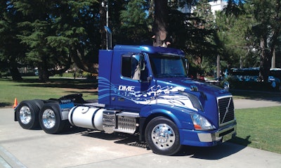 DME-fueled trucks, now under development by Volvo, will offer an ultra-low emission alternative to diesel as DME produces no soot or PM due to its lack of a carbon-carbon bond.