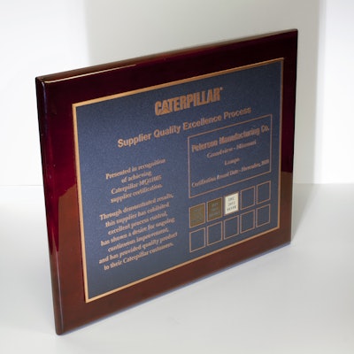 Peterson Manufacturing Caterpillar Supplier Award