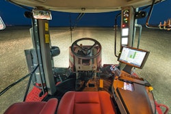 The Case IH Steiger Surveyor tractor cab makes long days more comfortable with new features such as ventilation fans for cooling leather seats, a lower slide-out cushion to provide more thigh and leg support, and right-hand fore and aft slide adjustment on the seat.