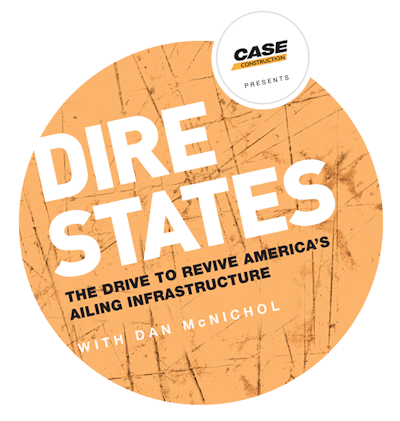 CASE Construction Equipment has partnered with award-winning author and infrastructure expert Dan McNichol to tour the United States and bring awareness to the challenges facing the nation's aging infrastructure. The tour -- titled Dire States: The Drive to Revive America's Ailing Infrastructure -- will make stops at CASE dealers throughout the U.S. and bring together citizens, government officials and construction professionals to build a community dedicated to advancing infrastructure-related projects. The primary focus in bringing these groups together is to identify new and innovative ways to spur the growth and development of American infrastructure, and to showcase projects and communities that are already succeeding at it. The tour will be documented heavily on the web at DireStates.com, CASECE.com and through related social media channels. Read more on Dire States and its mission at oemoffhighway.com/11173618