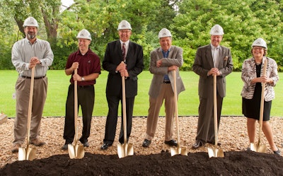 Attendees at the groundbreaking facility included (from left to right) Chuck Bastien, Test Engineering and Facilities Manager at Horton; Brian Trombley, Senior Project Manager at Bauer Design Build; Mike Bauer, President of Bauer Design Build; Hugh K. Schilling, Chairman of the Board at Horton; G. Henk Touw, President and CEO of Horton; and Terry Gilberstadt, Corporate Secretary at Horton.