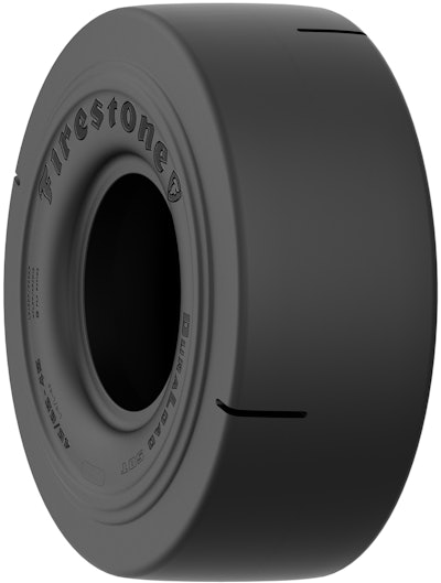 The Firestone DuraLoad PT L5S bias tire features a plain tread, which prevents cuts or punctures from damaging the tire in severe applications.