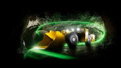 The Atlas Copco electric scooptram uses electric motors to power the vehicle, eliminating emissions in underground mining environments.