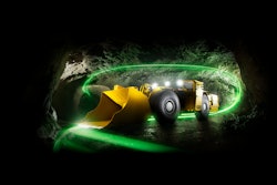 The Atlas Copco electric scooptram uses electric motors to power the vehicle, eliminating emissions in underground mining environments.