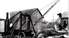 At 7-1/2 tons shipping weight, the No. 331 Baby Portable Excavator and Loader was a baby only in that it was the smallest such machine in the Byers line. It was rated at 4,000 pounds or 1/2 cubic yard with a standard 20 foot boom, and was capable of at least two cycles per minute.