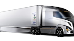 Volvo has already reduced aerodynamic drag 26% on its demonstration vehicle through the use of various trailer add-on devices and modified tractor fairings, and will reach an overall drag reduction of 40% through the next level of design changes to the tractor. Pictured is a representation of what a truck could look like by the completion of the program.