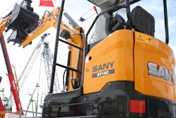 The Sany SY16C compact excavator joins an expanded product line from Sany America, which is exhibiting its first two compact excavator models at CONEXPO-CON/AGG. The Sany SY16C compact excavator has an operating weight of 3,858 lb. (1 750 kg), maximum dig depth of 7 ft. 8 in. (2,360 mm) and bucket breakout force of 3,417 lb.-ft. (15.2 kN). The machine features a Tier 4-certified Yanmar engine and multi-functional attachment operation.