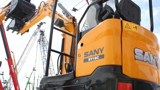 The Sany SY16C compact excavator joins an expanded product line from Sany America, which is exhibiting its first two compact excavator models at CONEXPO-CON/AGG. The Sany SY16C compact excavator has an operating weight of 3,858 lb. (1 750 kg), maximum dig depth of 7 ft. 8 in. (2,360 mm) and bucket breakout force of 3,417 lb.-ft. (15.2 kN). The machine features a Tier 4-certified Yanmar engine and multi-functional attachment operation.
