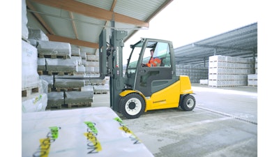 The Jungheinrich EFG 535k-S50 Series electric pneumatic tire lift truck.