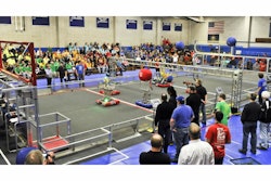 FIRST Robotics competitions are designed to be a sports-like atmosphere in which the student-built robots compete against one another by having to complete certain tasks in a 'pit.'
