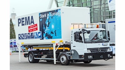 TII Group's KAMAG Wiesel, a swap body lifting truck, was on display at the VDA Innovation Stage during the IAA show.