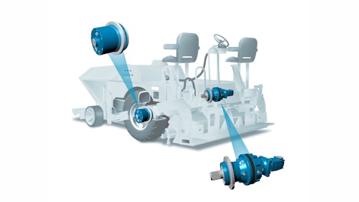 The PG-502 FS planetary drive with hollow shaft and the PG-701 PS single-stage drive can be used for pavers’ conveyors and augers.