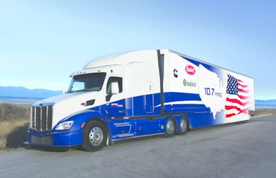 In February 2014, the Cummins-Peterbilt SuperTruck achieved 10.7 mpg during real-world driving conditions.