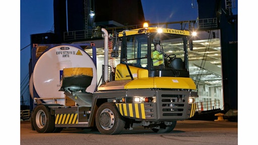 The Terberg RT283 4x4 roro tractor, installed with an 8 liter Volvo Penta engine.