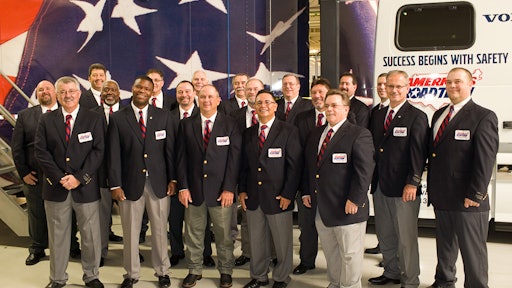 The 2015-2016 America’s Road Team Captains pose with their Volvo VNL 780.