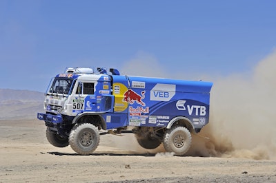 The KAMAZ-master race truck competing in the Dakar 2015 rally featured several WABCO safety and efficiency technologies.