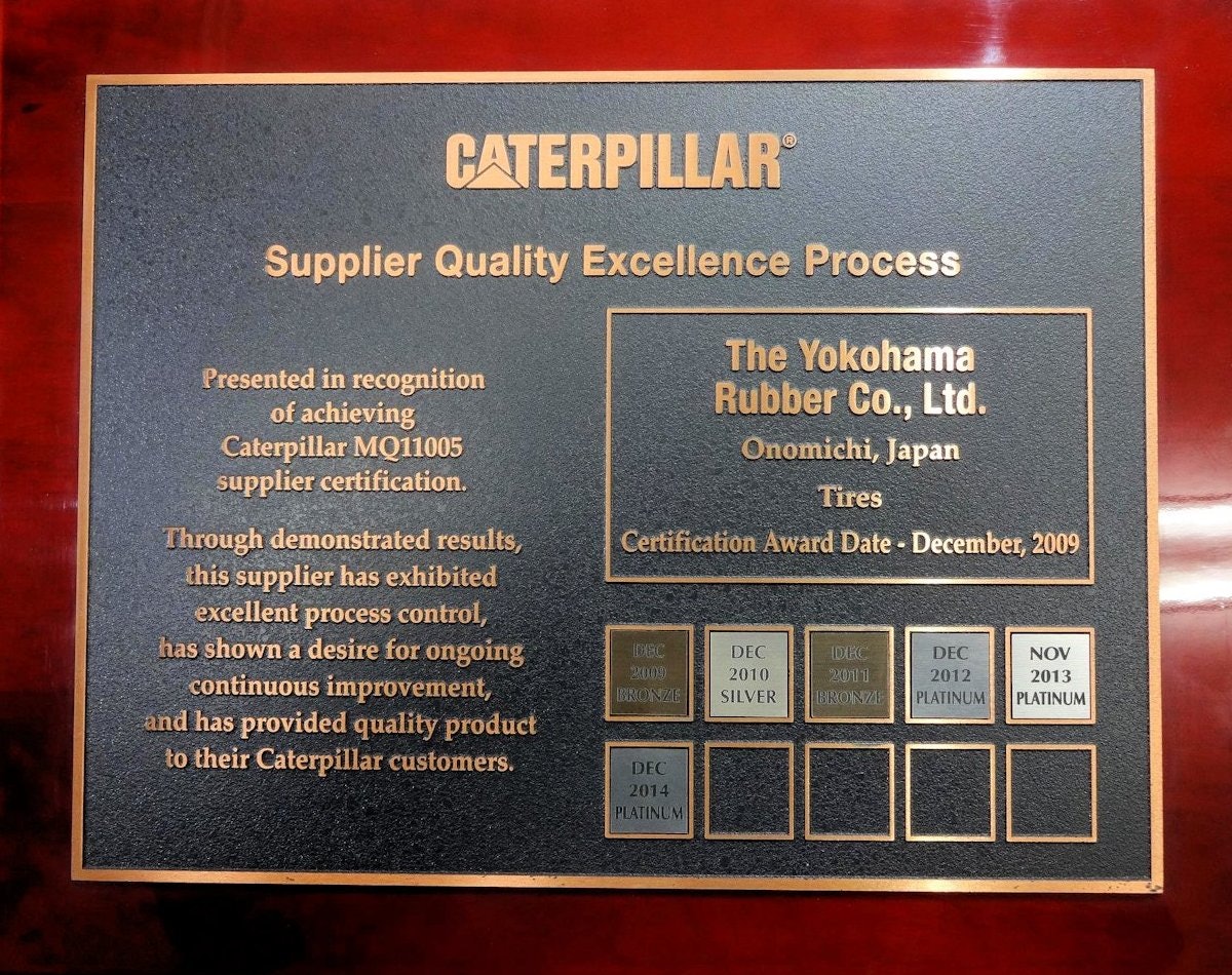 Yokohama receives Caterpillar supplier quality award OEM OffHighway