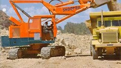 A Koehring 505 Skooper loads out a Euclid end dump.