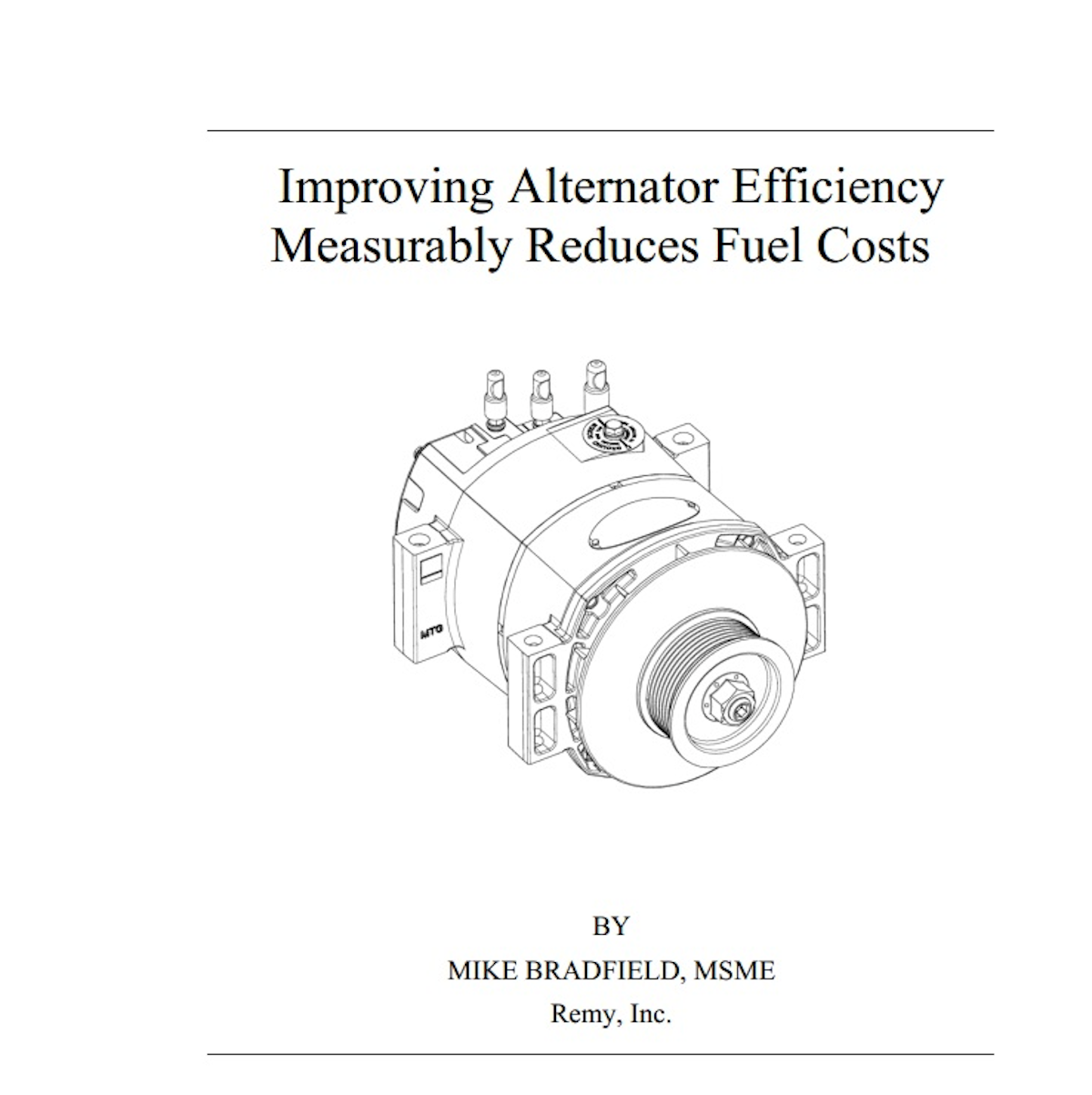 Improving Alternator Efficiency Measurably Reduces Fuel Costs