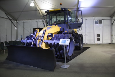The CT3000 tamping soil compactor features padfoot drums mounted on rubber tires to absorb impact during operation and minimize vibrations to the cab.