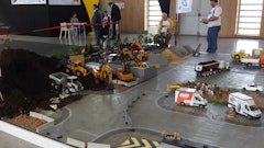 INTERMAT attendees had the opportunity to try their skills at operating remote controlled scale models of construction equipment.